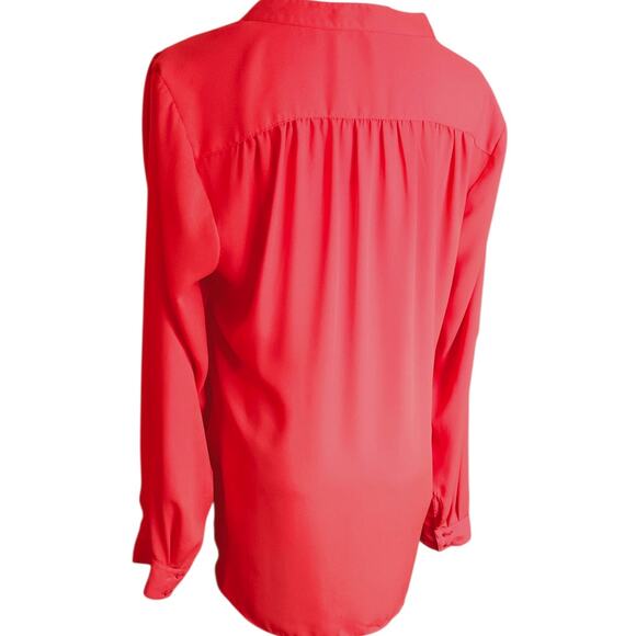 ROSE & OLIVE Draped High Low Orange Top Blouse Medium Event Career Office Travel - Picture 8 of 8